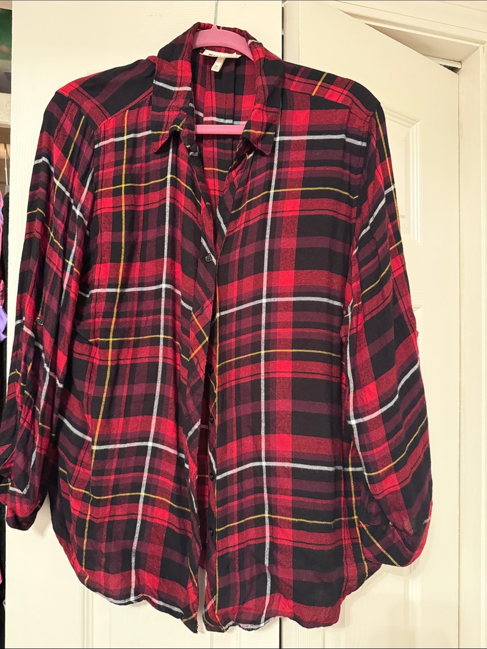 Hesters orchard Womens Red Plaid Button-Up Shirt
